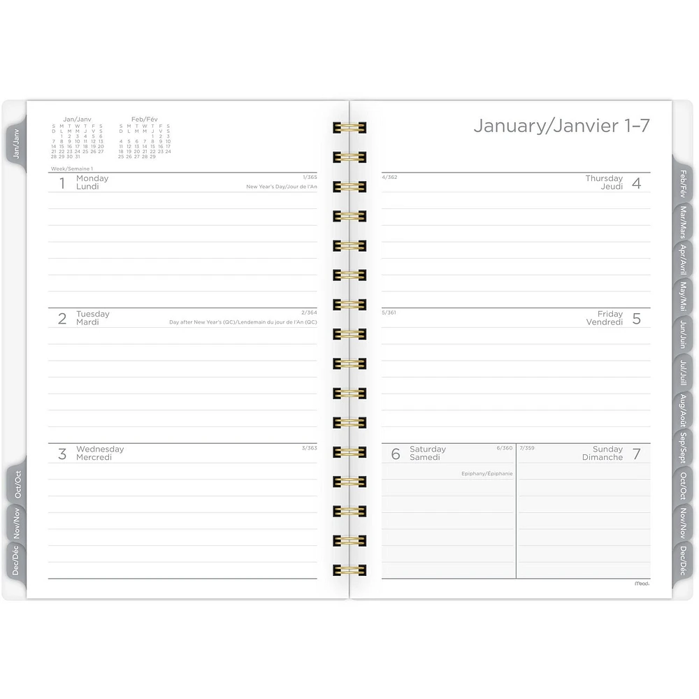 Mead Small Sky Gray 2024 Weekly/Monthly Planner, Planner