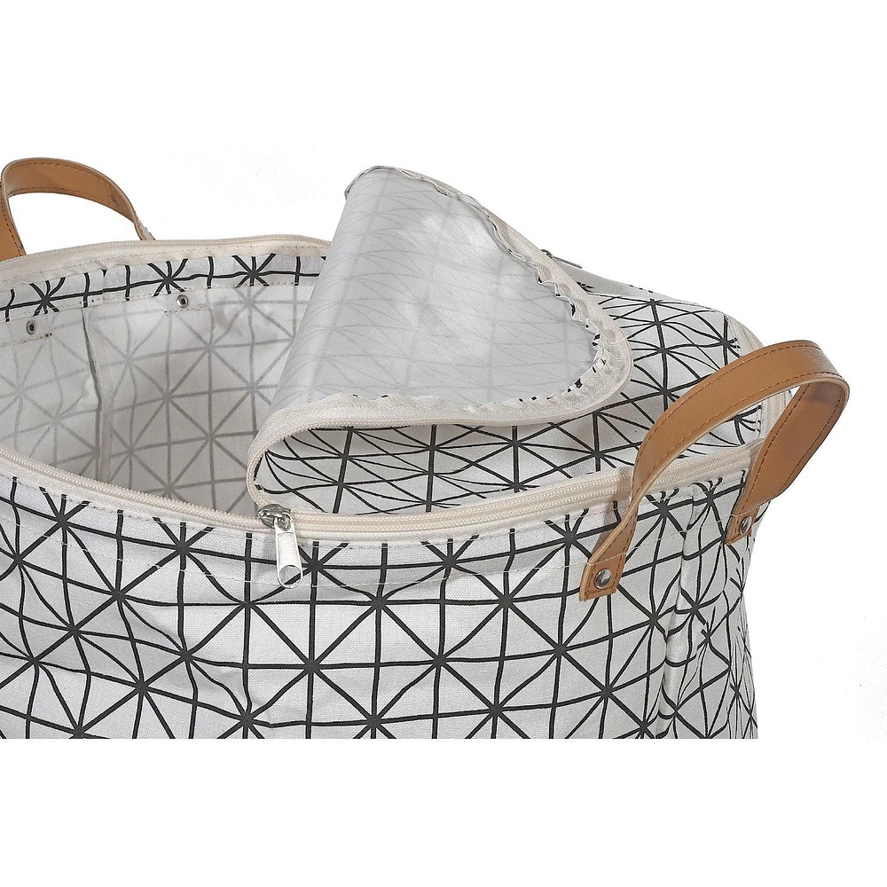 Round Fabric Hamper With Zipper Lid (Checkered Tiles)