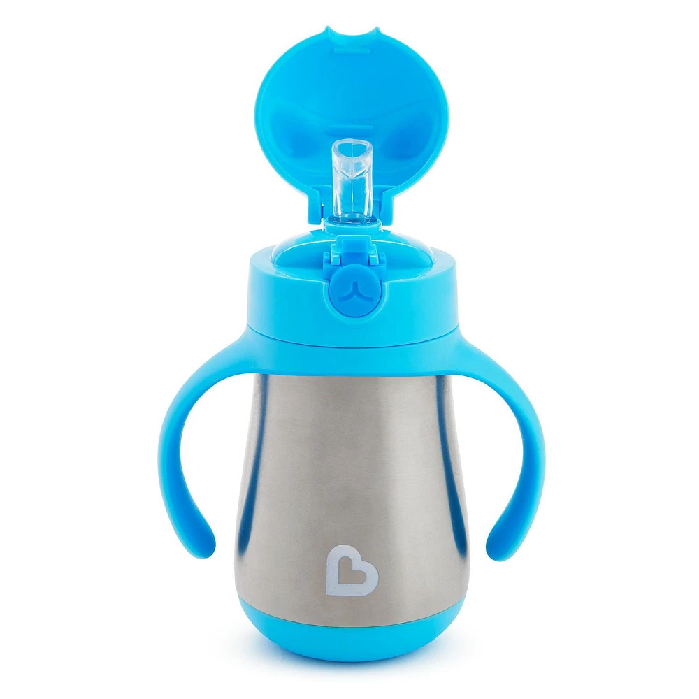 Munchkin Cool Cat™ Stainless Steel Straw Cup, 8oz, Blue