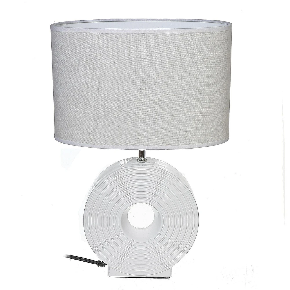 Ceramic Table Lamp With Shade (Orb Large) (White)