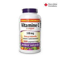 Webber Naturals®, Vitamin C Chewable, Natural Orange, 500 mg, 300 Chewable Tablets