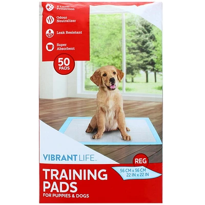 Vibrant Life Dog Pee Pads and Puppy Training Pads – 'L (56*56cm)', Multiple Pack Sizes Available