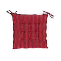 Striped Outdoor Waterproof Tufted Chair Pad (Red) - Set of 2