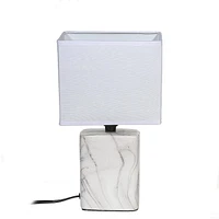 Ceramic Table Lamp With Shade (Slab Marble) (White) 