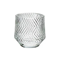 Round Glass Candle Holder (Chevron) - Set of 4