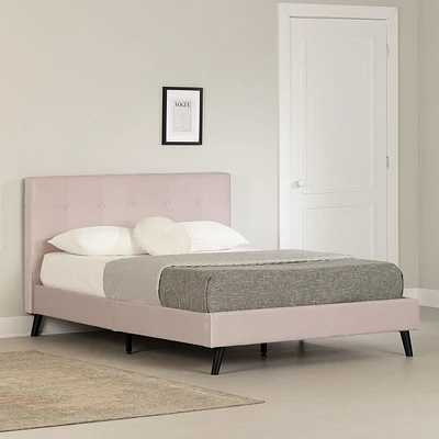 South Shore Maliza Upholstered Complete Platform Bed Pale Pink