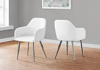 Monarch Specialties Dining Chair, Set Of 2, Side, Upholstered, Kitchen, Dining Room, Pu Leather Look, Metal, White, Chrome, Contemporary, Modern