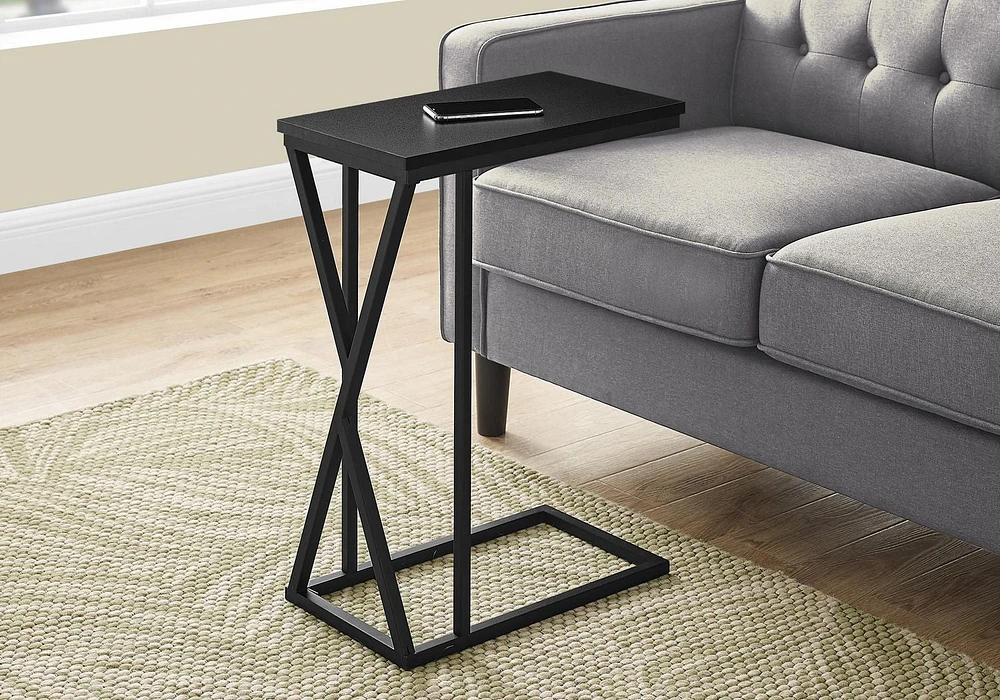 Monarch Specialties Accent Table, C-shaped, End, Side, Snack, Living Room, Bedroom, Metal, Laminate, Black, Contemporary, Modern