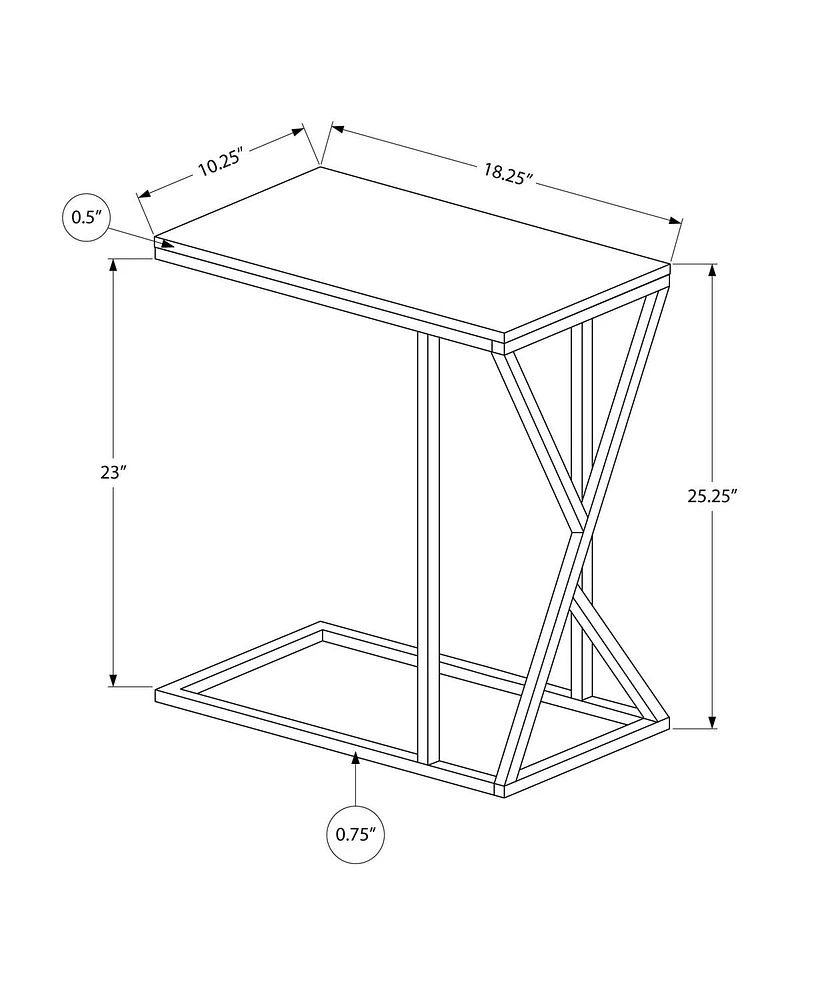 Monarch Specialties Accent Table, C-shaped, End, Side, Snack, Living Room, Bedroom, Metal, Laminate, Black, Contemporary, Modern