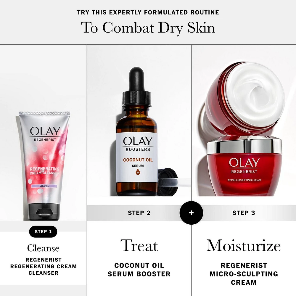 Sérum à l’huile de noix de coco Olay, rehausseur d’effet antioxydant nourrissant, non parfumé