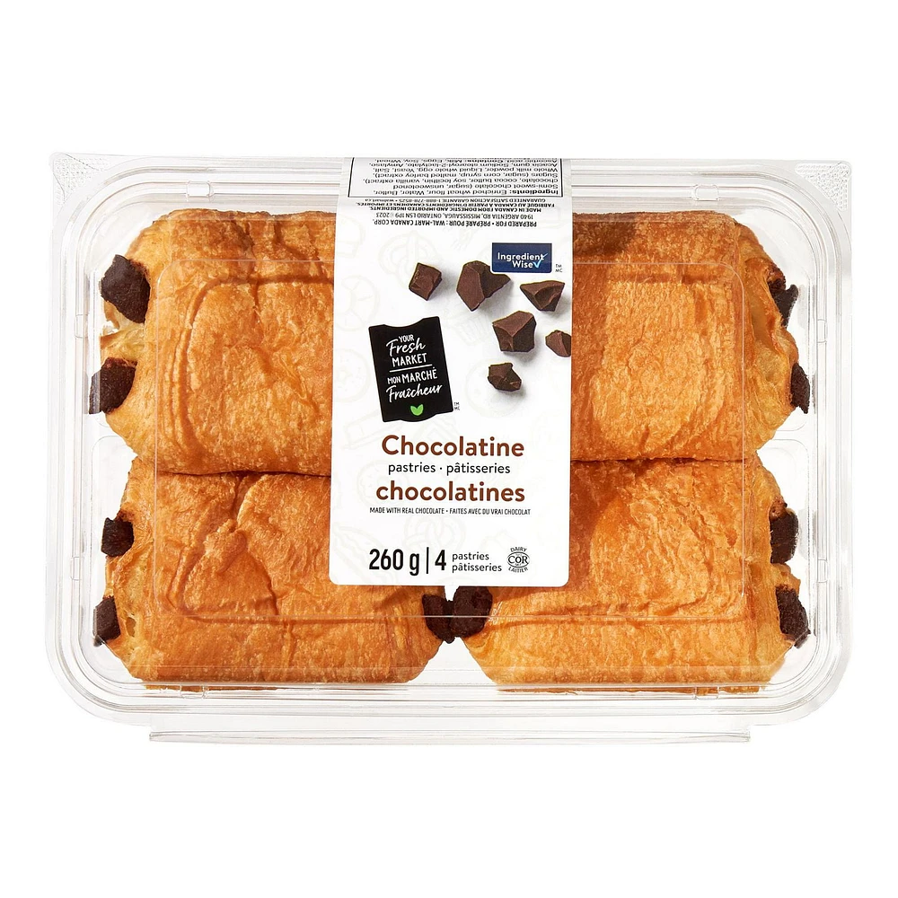 Pâtisseries chocolatines Mon marché fraîcheur 4 pâtisseries, 260 g