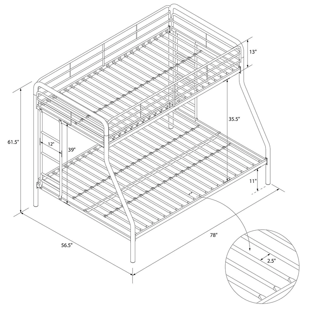 DHP Dusty Twin over Full Metal Bunk Bed