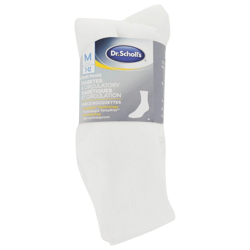 Dr.Scholl's Men's Diabetes & Circulatory Ankle Socks, Pack of 4