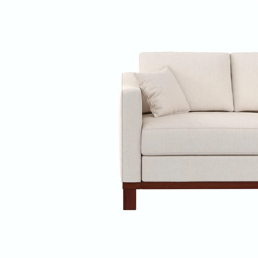 Brooklyn Upholstered Wood Base Sofa with 2 Throw Cushions