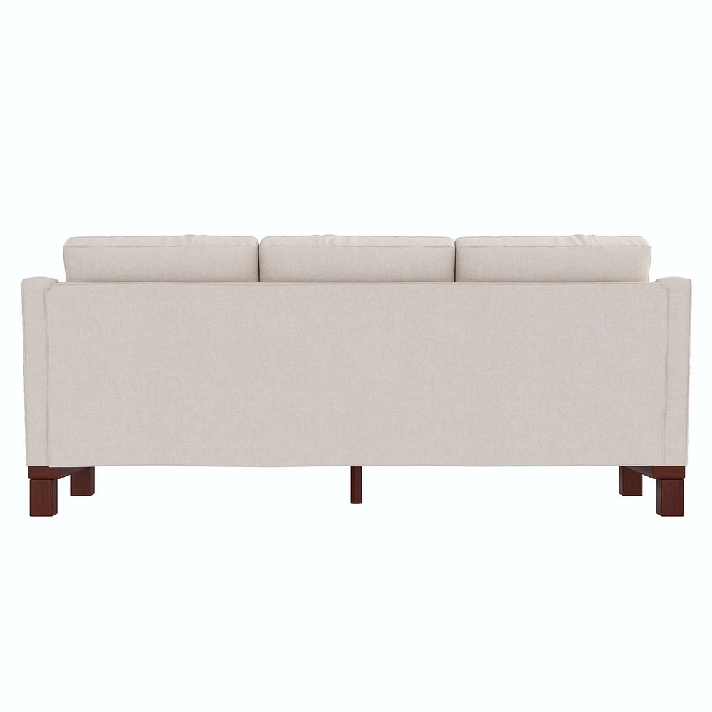 Brooklyn Upholstered Wood Base Sofa with 2 Throw Cushions