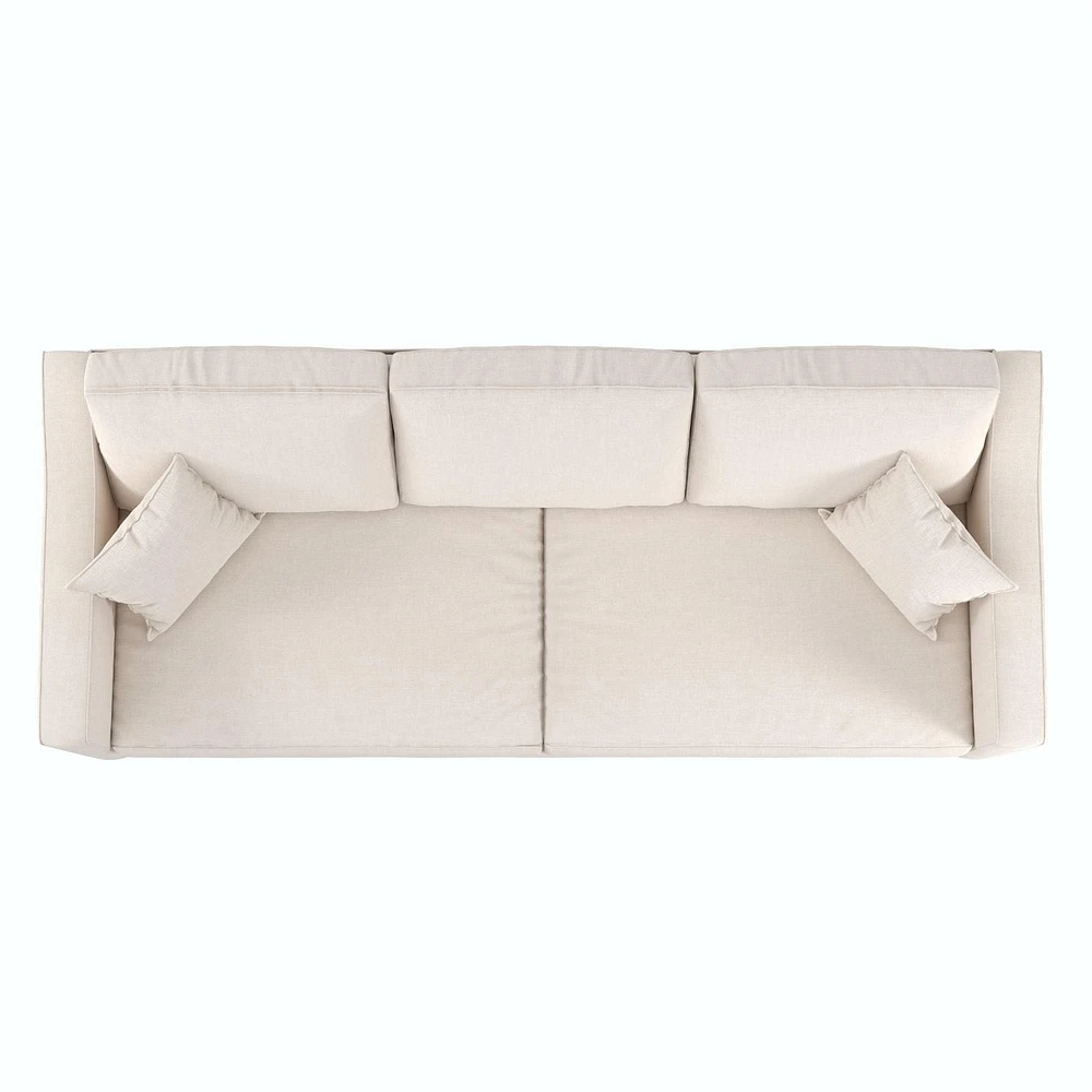 Brooklyn Upholstered Wood Base Sofa with 2 Throw Cushions