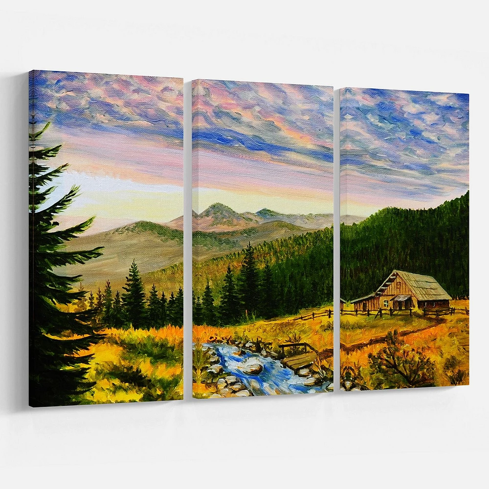 Design Art Sunset in Mountains Canvas Print