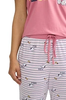 Women's pajama set with a Snoopy 'Dream' top and striped jogger pants - exclusivité en ligne