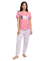 Women's pajama set with a Snoopy 'Dream' top and striped jogger pants - exclusivité en ligne
