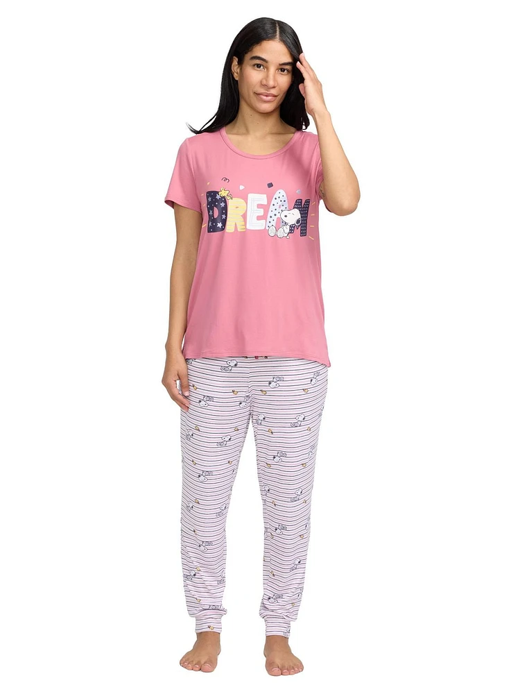 Peanuts Ladies Short-Sleeve & Jogger Pajama Set - Online Exclusive