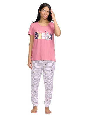 Peanuts Ladies Short-Sleeve & Jogger Pajama Set - Online Exclusive