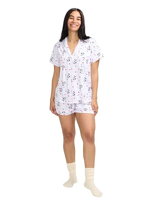 Peanuts Ladies Notch Collar & Short Pajama Set - Online Exclusive