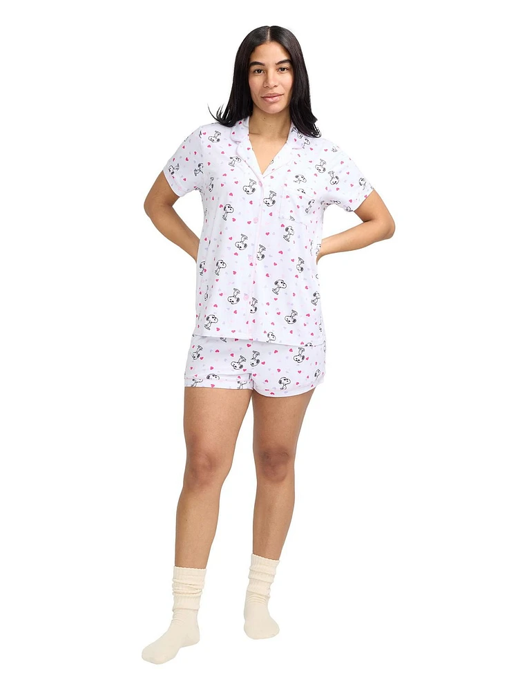 Peanuts Ladies Notch Collar & Short Pajama Set - Online Exclusive