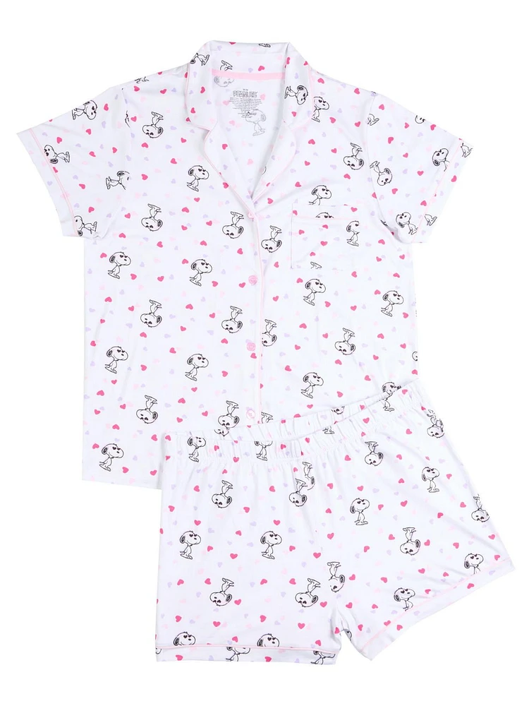 Peanuts Ladies Notch Collar & Short Pajama Set - Online Exclusive