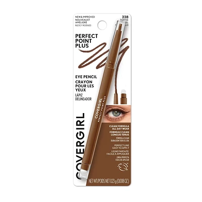 COVERGIRL Crayon Perfect Point Plus, pointe microfine, ligne précise, embout à estompeur intégré pour un look plus doux et fumé, 100% Sans Cruauté Estompeur intégré