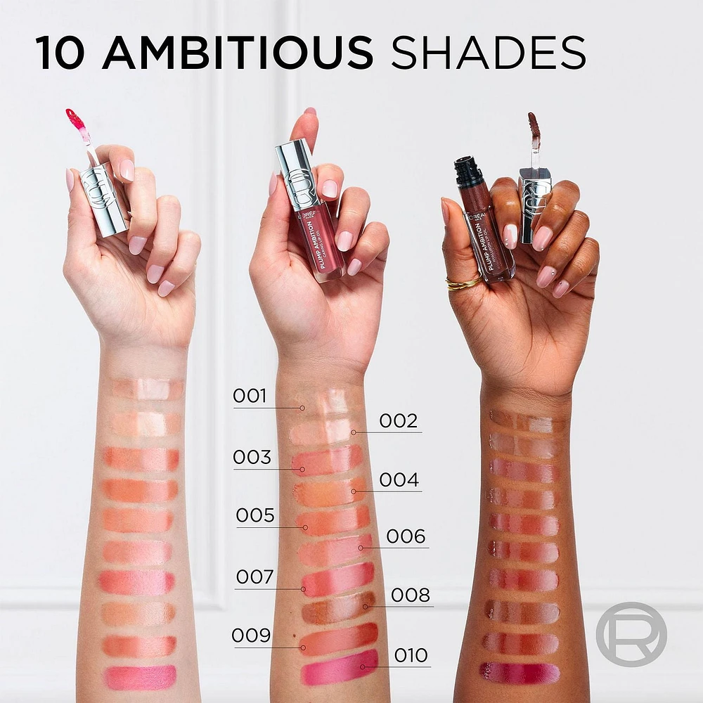 L’Oreal Paris Plump Ambition Lip gloss, Huile à Lèvres Teintée Repulpant et Hydratation instantanee