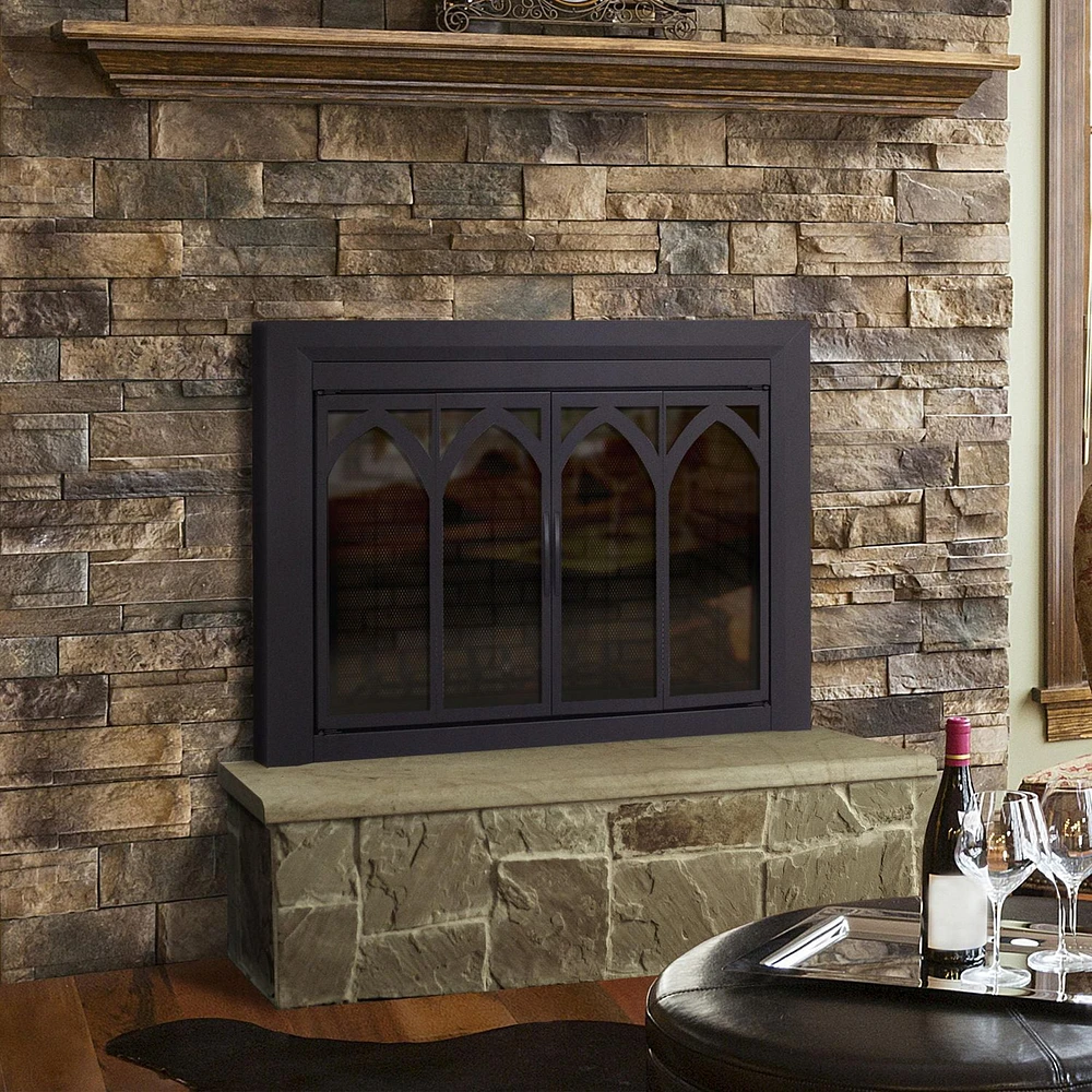 Pleasant Hearth CI-3501BL Collin Collection Fireplace Glass Door - Medium