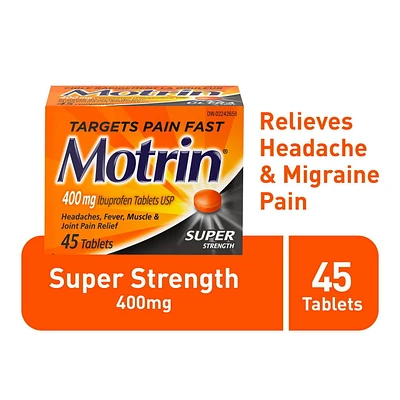 Motrin Super Strength Pain Relief Ibuprofen 400 mg Tablets