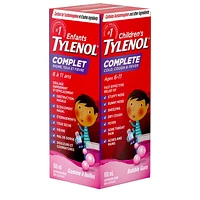 Children’s Tylenol Complete Cold, Cough & Fever Suspension Liquid, Bubble Gum Burst, 100 mL