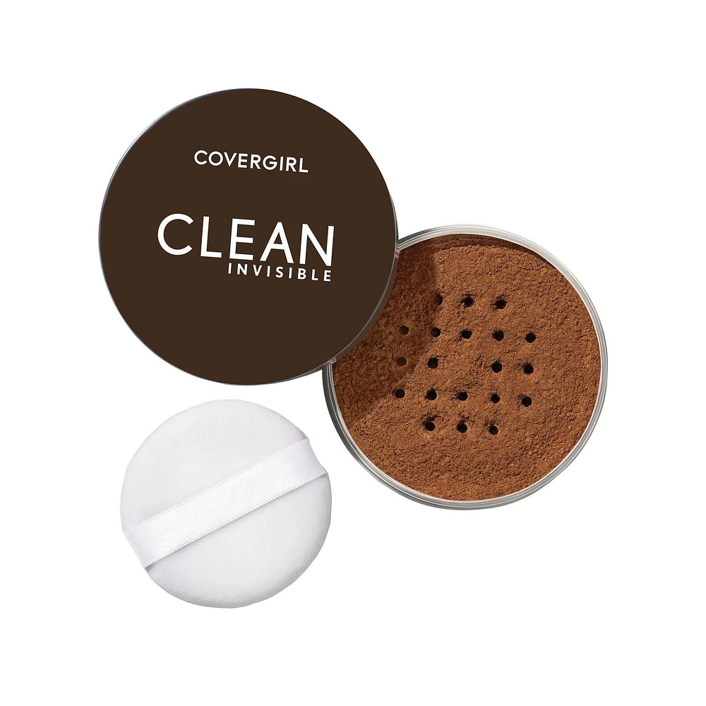 COVERGIRL Clean Invisible Loose Powder, 100% natural origin pigments & only 15 essential non-clogging ingredients, lightweight, breathable formula, Talc & Fragrance Free