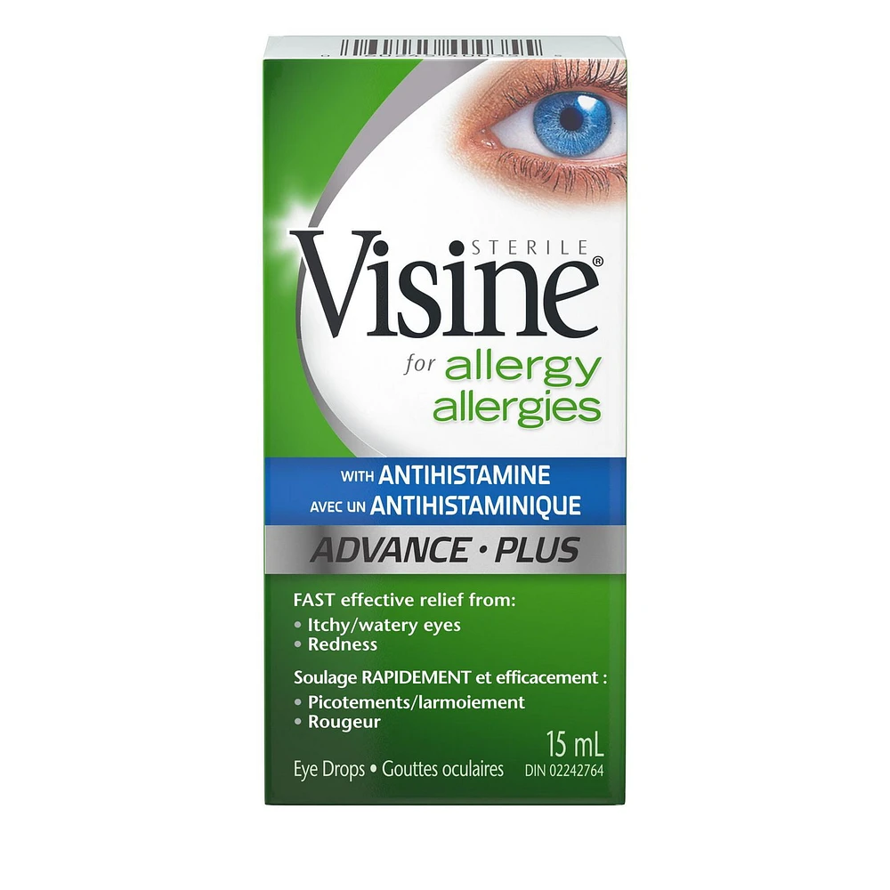 Visine Plus avec un antihistaminique, gouttes ophtalmiques pour les allergies 15 ml