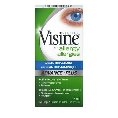 Visine Plus avec un antihistaminique, gouttes ophtalmiques pour les allergies 15 ml