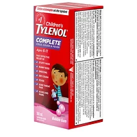 Children’s Tylenol Complete Cold, Cough & Fever Suspension Liquid, Bubble Gum Burst, 100 mL