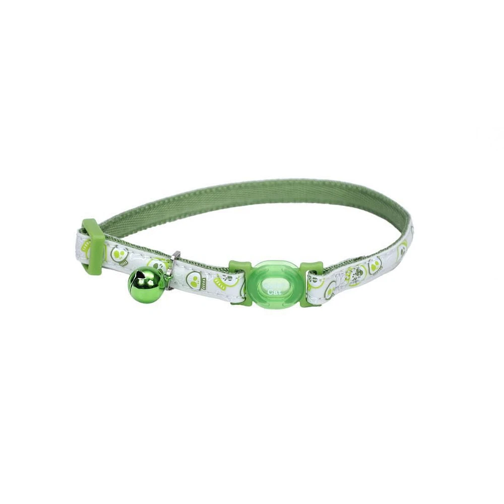 Pet Attire Glow In The Dark Lime Skulls Adjustable Safety Cat Collar