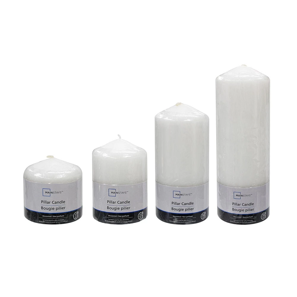 Mainstays Unscented White Pillar Candle, 2.8" Dia x 6"H