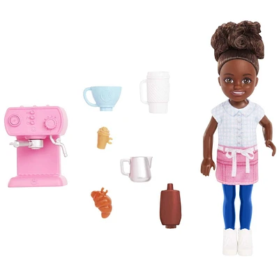 Barbie Toys, Chelsea Doll and Accessories Barista Set, Can Be Small Doll