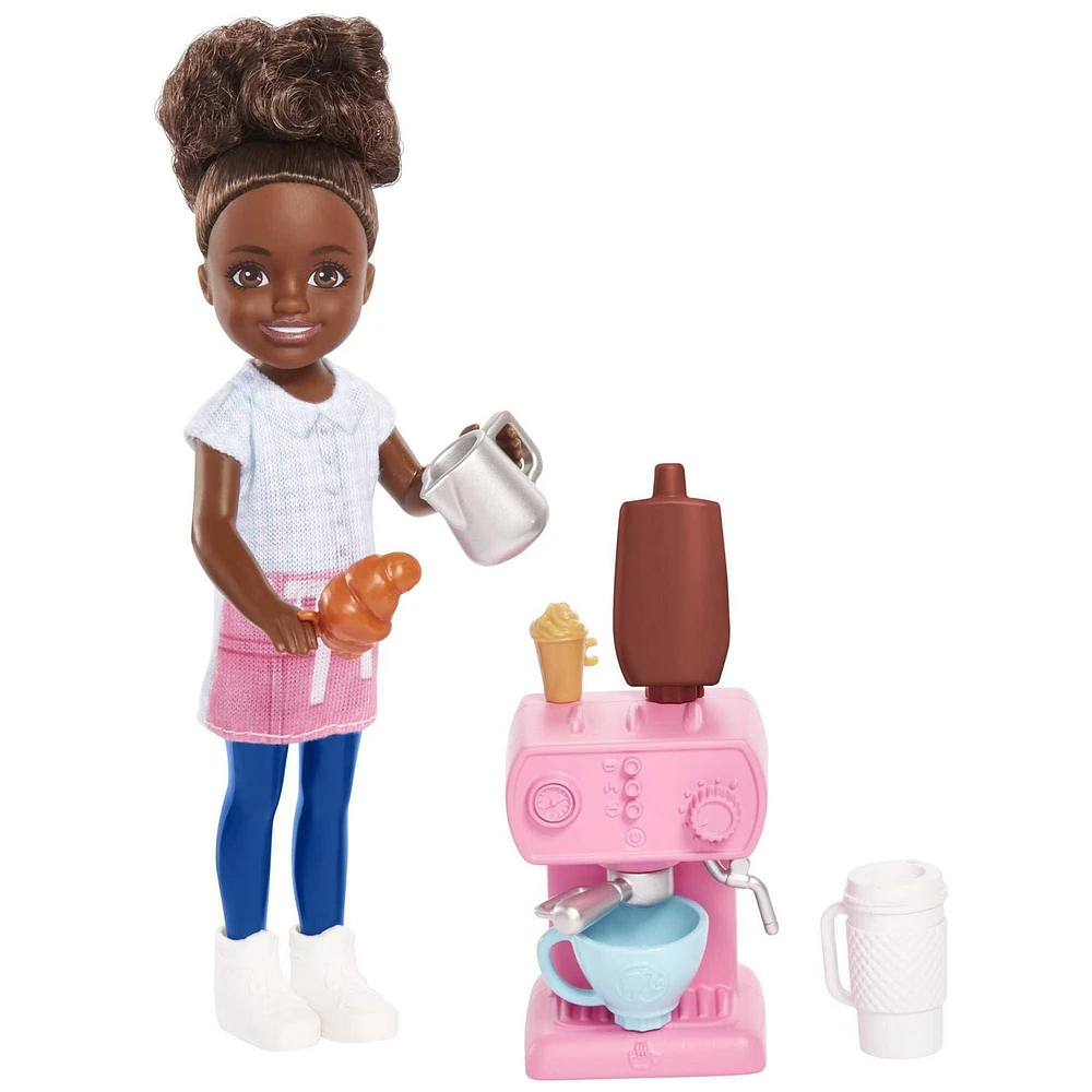 Barbie Toys, Chelsea Doll and Accessories Barista Set, Can Be Small Doll