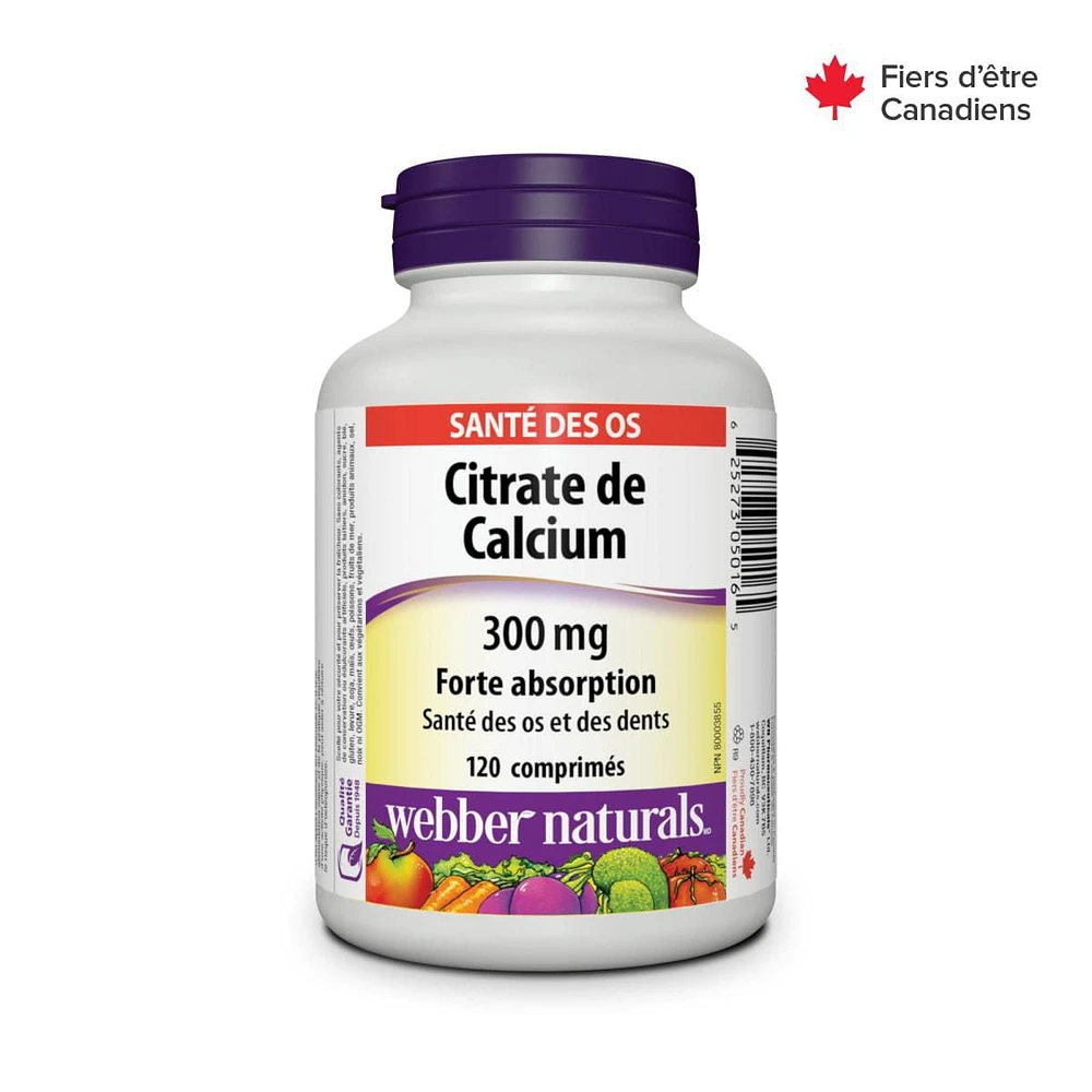 Webber Naturals Citrate de Calcium, Forte Absorption, 300 mg 120 comprimés