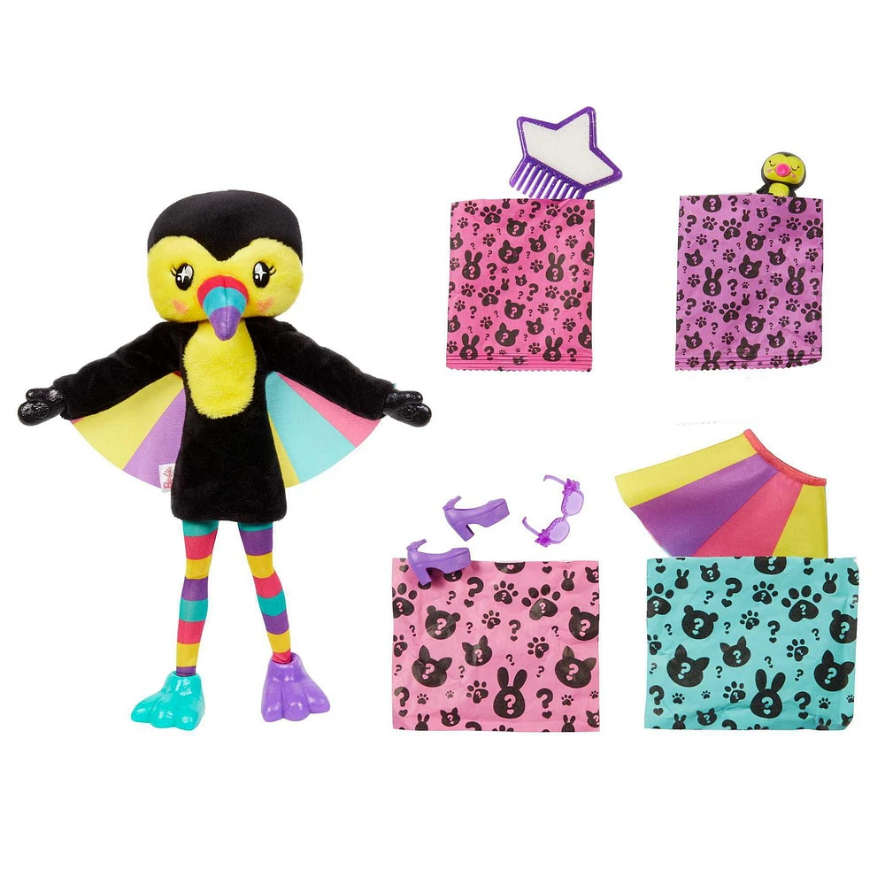 Barbie Dolls and Accessories, Cutie Reveal Doll, Jungle Series Toucan