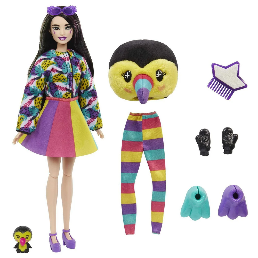 Barbie Dolls and Accessories, Cutie Reveal Doll, Jungle Series Toucan