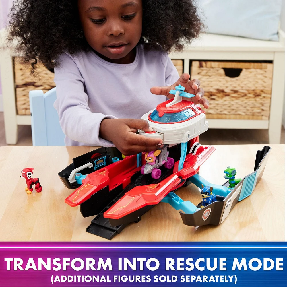 PAW Patrol: The Mighty Movie, Pup Squad Transforming Aircraft Carrier Toy HQ with Skye Pup Squad Racer Toy Car, Kids Toys for Boys & Girls 3+, Transforming Aircraft