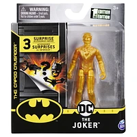 Batman 4-inch The Joker Action Figure with 3 Mystery Accessories, Mission 1