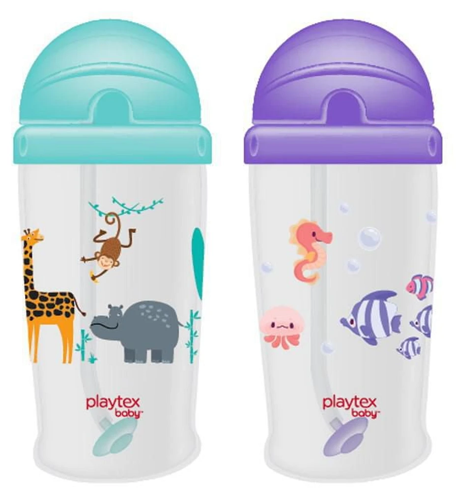 Playtex Baby® Weighted Flip Top Straw Cup - 2pk, Easy Drink From!