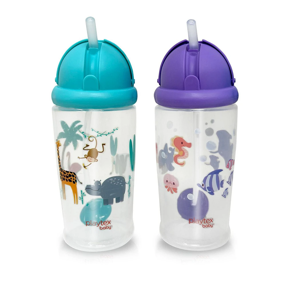 Playtex Baby® Weighted Flip Top Straw Cup - 2pk, Easy Drink From!