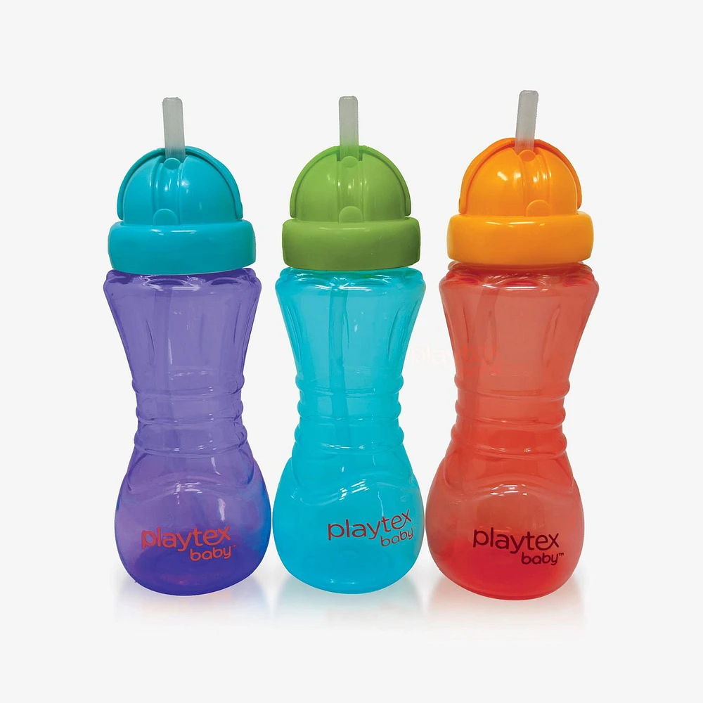 Playtex Baby® Comfy Grip Flip Top Straw Cup - 10z. - 3pk, Easy to Drink From!