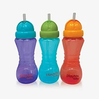 Playtex Baby® Comfy Grip Flip Top Straw Cup - 10z. - 3pk, Easy to Drink From!